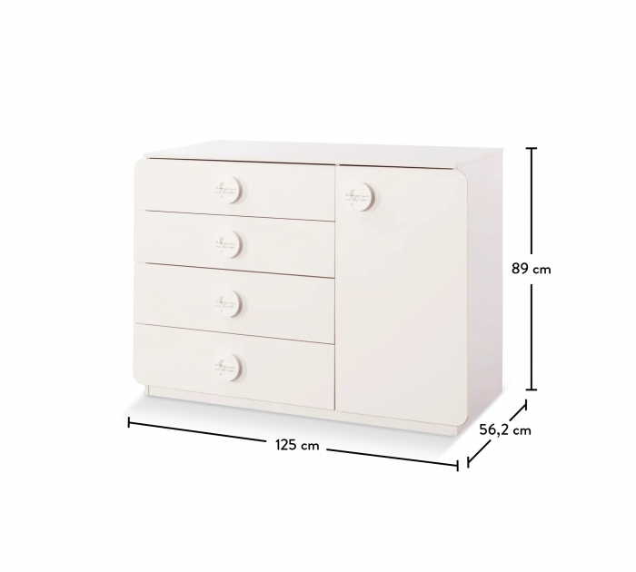 Comoda cu 4 sertare si usa, pentru camera copii, colectia Baby Cotton [5]