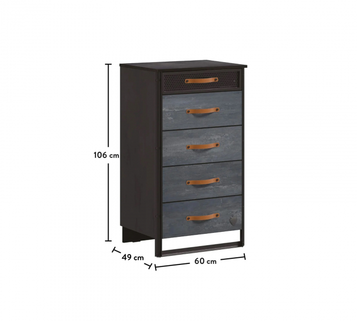 Comoda cu 5 sertare, pentru camera adolescentilor Colectia Dark Metal [5]