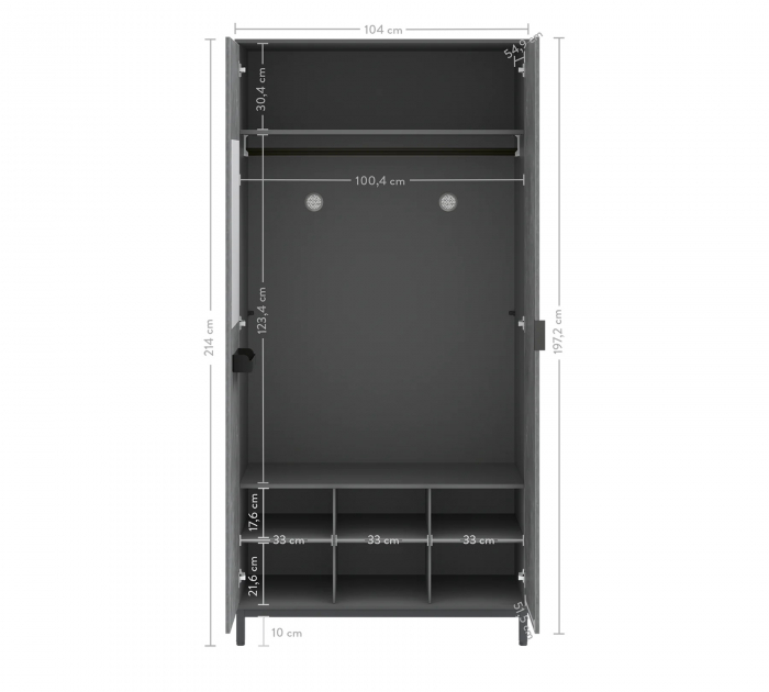 Dulap 104x214x59 cm pentru adolescenti, colectia Space Gray [9]
