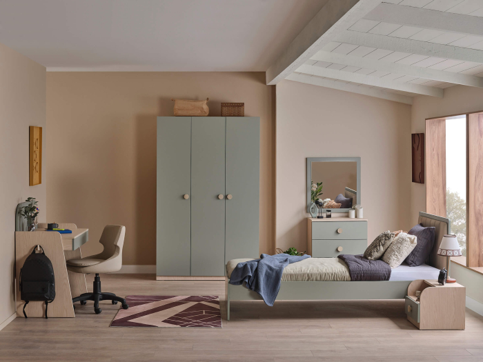 Dulap 3 usi, mobilier modern pentru camera copii, 124x54x198 cm, Colectia Mono [5]