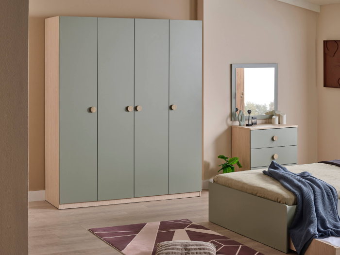 Dulap 4 usi, mobilier modern pentru camera copii, 165x54x198 cm, Colectia Mono [3]
