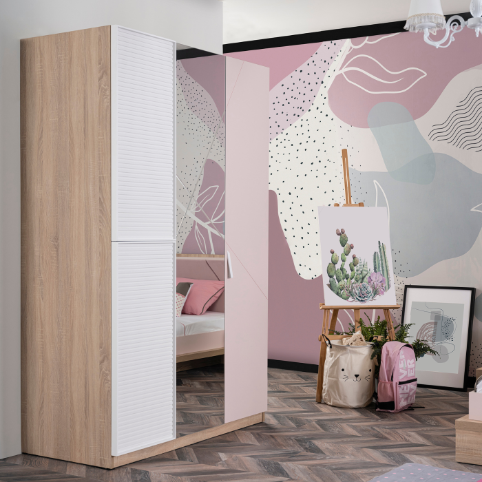 Dulap copii 3 usi Angel City, mobilier modern pentru camera fetelor, 133x64x204 cm [4]