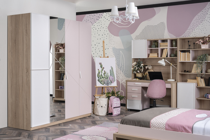 Dulap copii 4 usi Angel City, mobilier modern pentru camera fetelor, 177x64x204 cm [4]