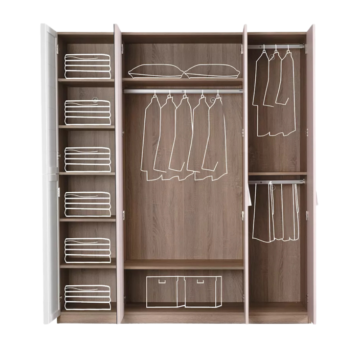 Dulap copii 4 usi Angel City, mobilier modern pentru camera fetelor, 177x64x204 cm [3]