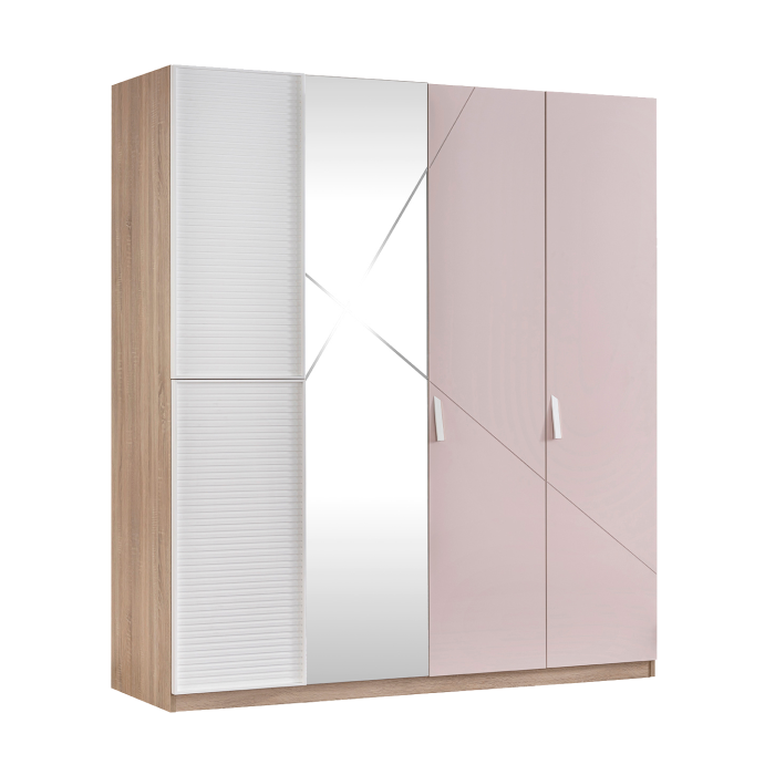 Dulap copii 4 usi Angel City, mobilier modern pentru camera fetelor, 177x64x204 cm [1]