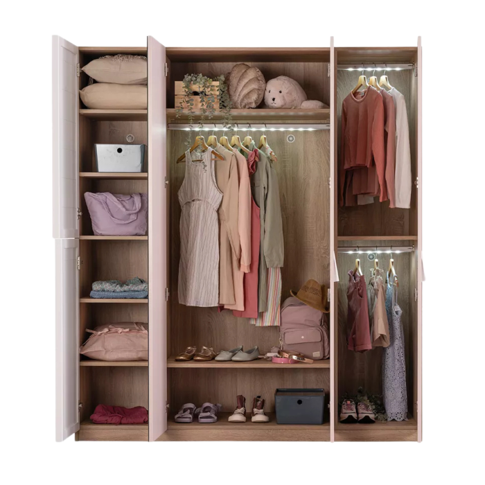 Dulap copii 4 usi Angel City, mobilier modern pentru camera fetelor, 177x64x204 cm [4]