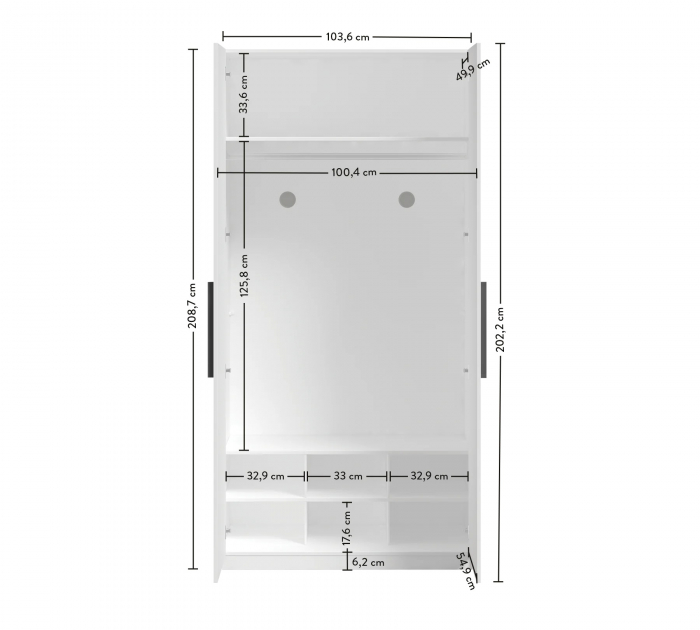 Dulap cu 2 usi  Colectia White, 102x208.5x59 cm [4]
