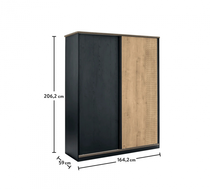 Dulap cu 2 usi glisante, pentru tineret Colectia Black, 164x60x206 cm [7]
