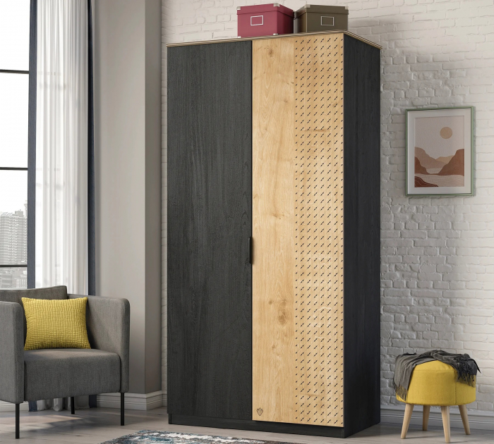 Dulap cu 2 usi pentru tineret, Colectia Black, 106x61x210 cm [3]