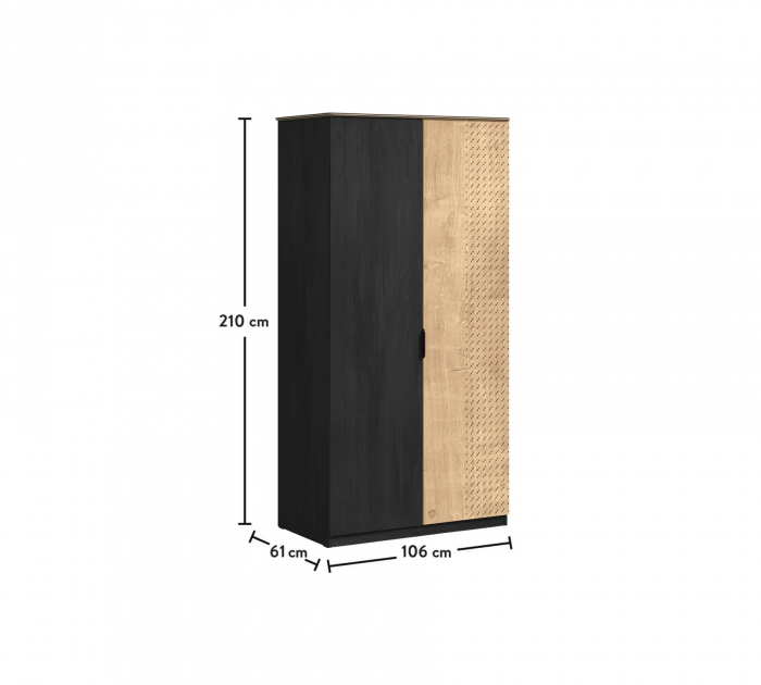Dulap cu 2 usi pentru tineret, Colectia Black, 106x61x210 cm [5]