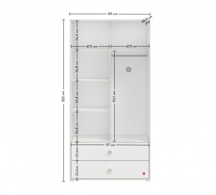 Dulap cu 2 usi pentru camera copii, Colectia Montessori White [4]