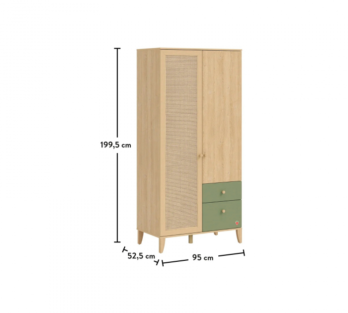 Dulap cu 2 usi pentru copii, 95x200x53 cm, Colectia LOOF [8]