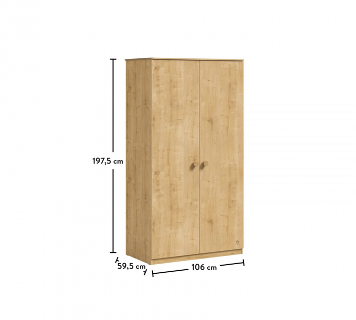 Dulap cu 2 usi, pentru tineret Colectia Mocha, 106x59.5x197.5 cm [5]
