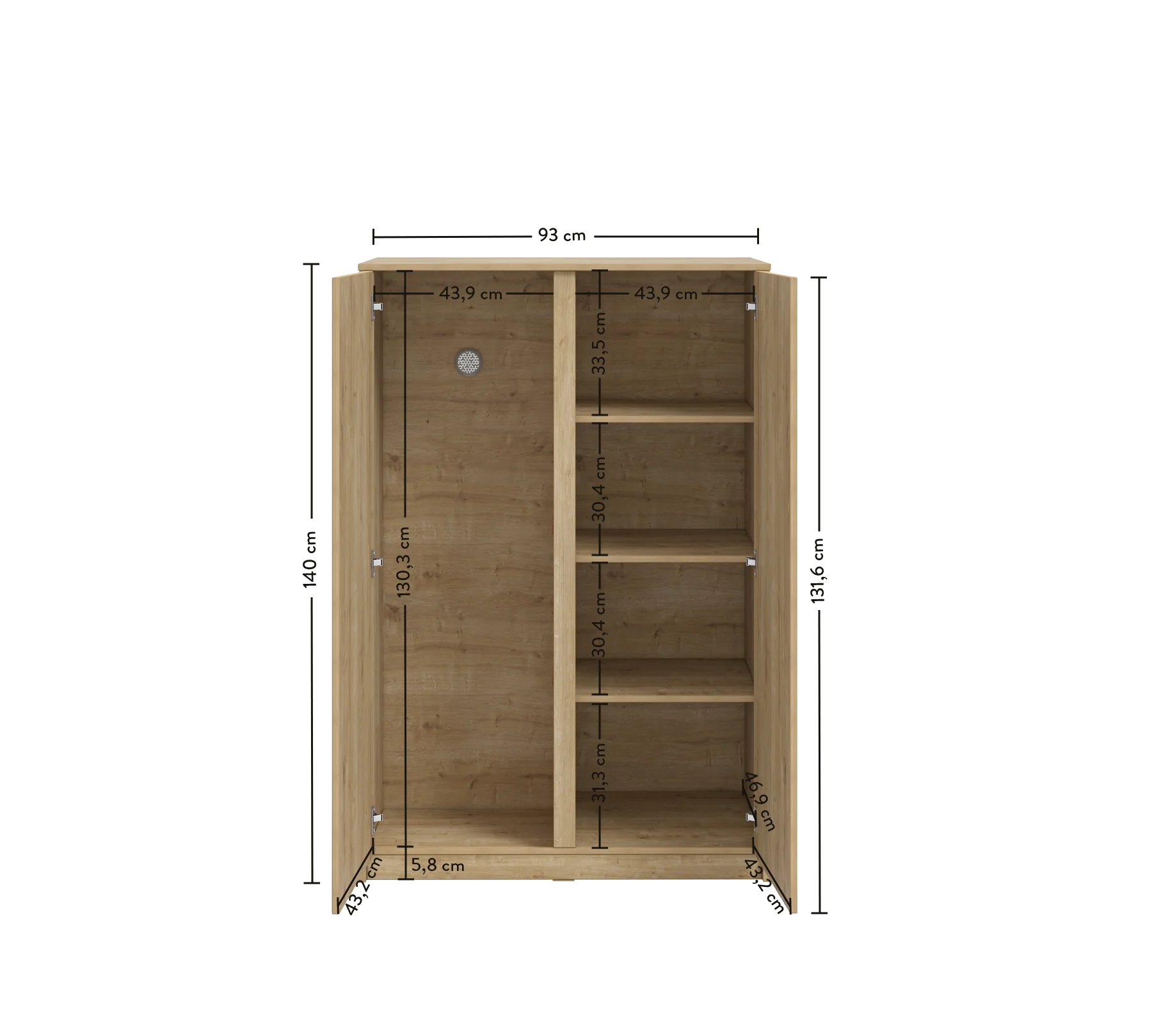 Dulap cu 2 usi, pentru tineret Colectia Studio Mocha 93x53x140 cm [7]