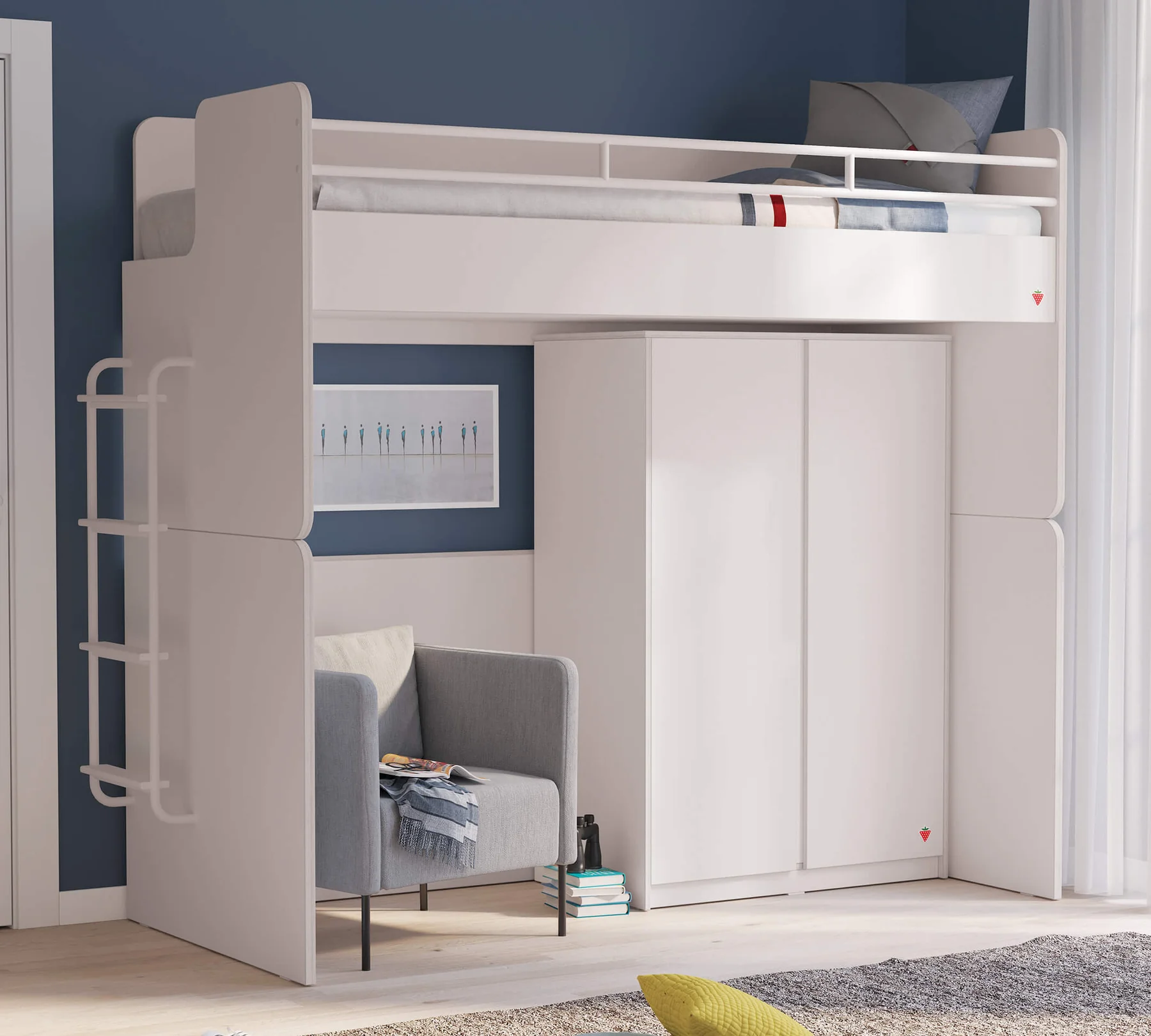 Dulap cu 2 usi, pentru tineret Colectia Studio White 93x52x140 cm [4]