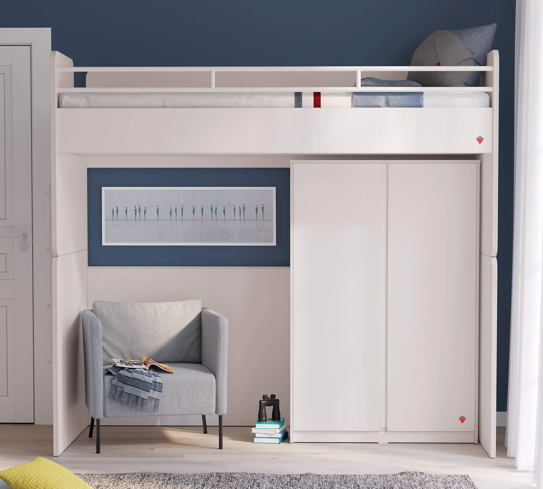 Dulap cu 2 usi, pentru tineret Colectia Studio White 93x52x140 cm [3]