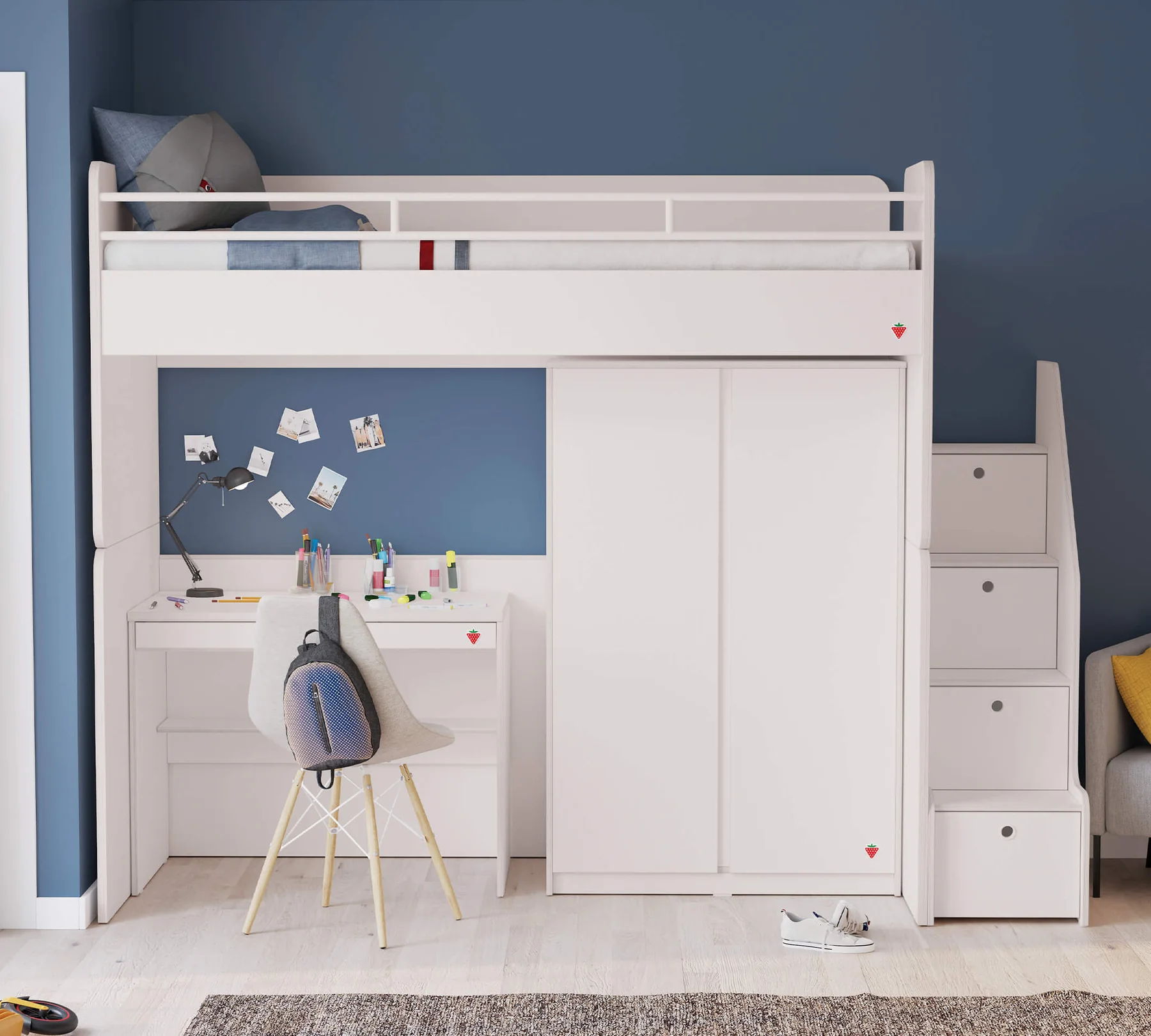 Dulap cu 2 usi, pentru tineret Colectia Studio White 93x52x140 cm [5]