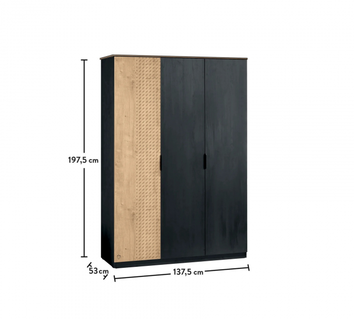 Dulap cu 3 usi Colectia Black, 137x53x197cm [5]