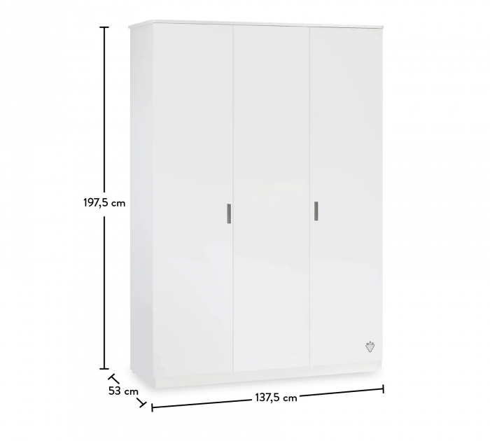 Dulap cu 3 usi  Colectia White, 137x53x197 cm [5]
