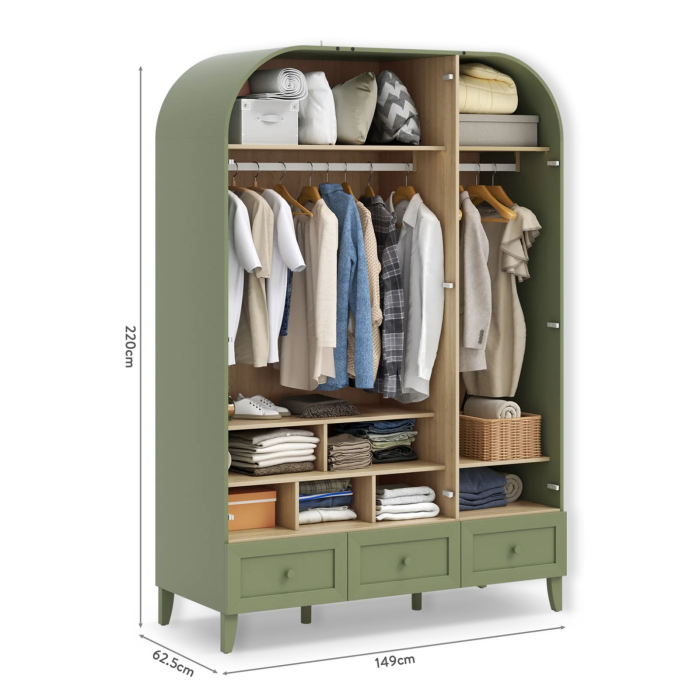 Dulap cu 3 usi cu arc pentru copii si adolescenti, 149x220x62 cm, Colectia Loof New [7]