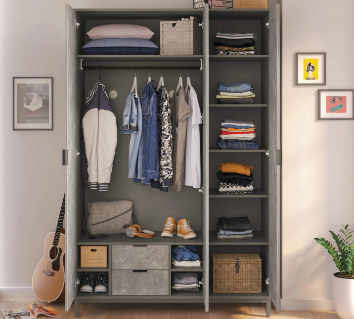 Dulap cu 3 usi pentru adolescenti, 137x214x59 cm, colectia Space Gray [5]