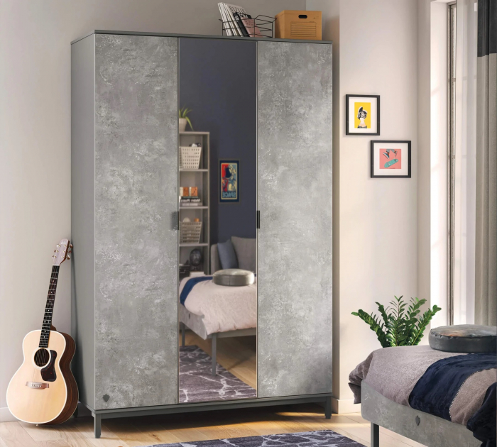 Dulap cu 3 usi pentru adolescenti, 137x214x59 cm, colectia Space Gray [3]