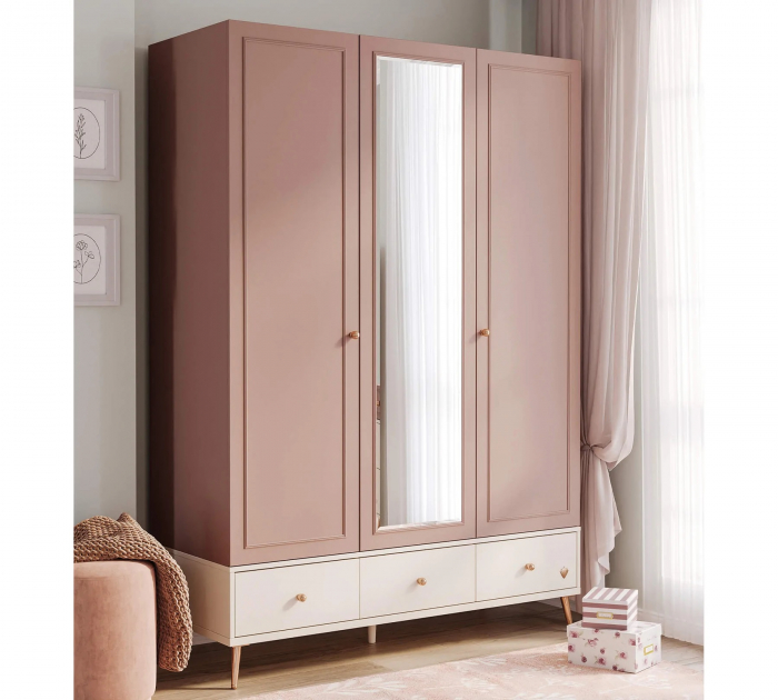 Dulap cu 3 usi si oglinda pentru adolescenti, 145x210x59 cm, colectia Elegance [2]