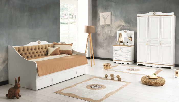 Dulap cu 3 usi pentru copii si adolescenti, 135x209x55 cm, Colectia Luna Cappuccino [4]