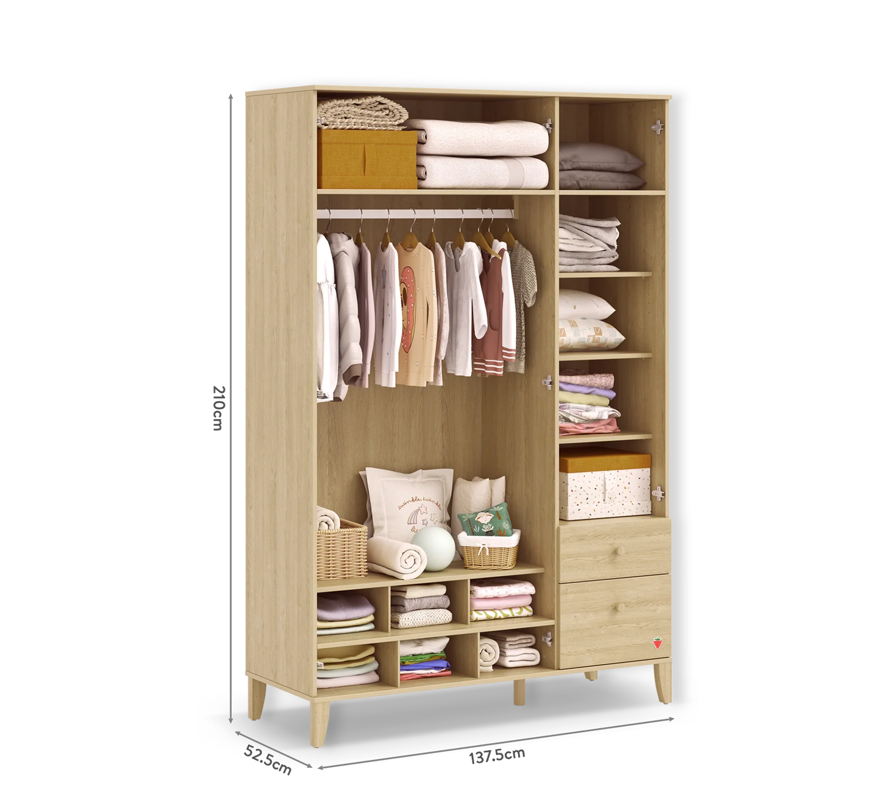 Dulap cu 3 usi pentru copii si adolescenti, 137x210x52 cm, Colectia Loof NEW [5]