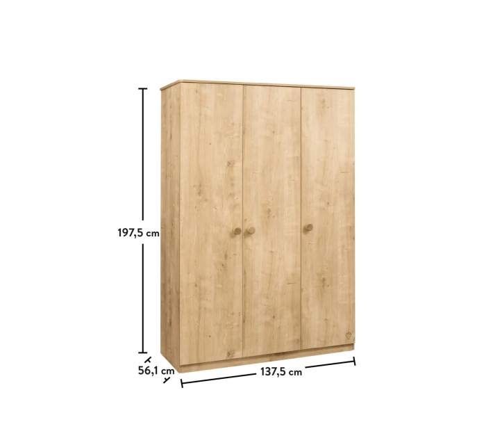 Dulap cu 3 usi, pentru tineret Colectia Mocha, 137x56x197 cm [5]