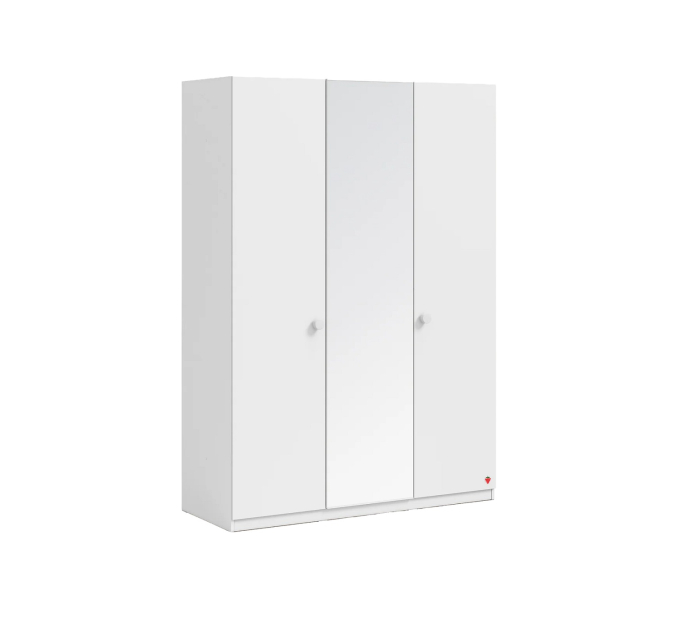 Dulap cu 3 uși și oglindă pentru cameră copii – 150x214x62 cm, colecția Varia white [1]