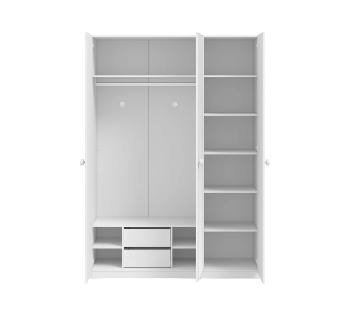 Dulap cu 3 uși și oglindă pentru cameră copii – 150x214x62 cm, colecția Varia white [2]