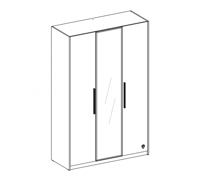 Dulap cu 3 usi si oglinda, pentru tineret Colectia White, 135x44x209 cm [6]