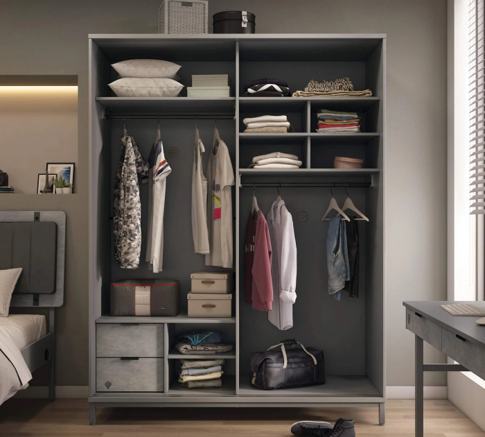 Dulap cu usi glisante pentru adolescenti, 183x214x63 cm, colectia Space Gray [4]