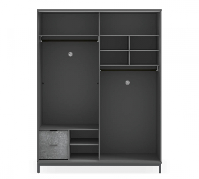 Dulap cu usi glisante pentru adolescenti, 183x214x63 cm, colectia Space Gray [2]
