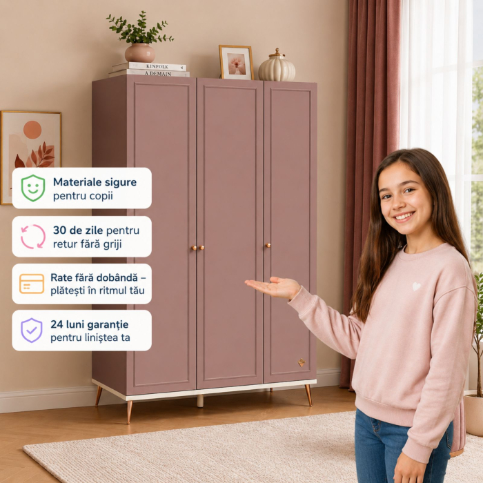 Dulap Premium cu 3 usi pentru Camera Copilului, colectia Elegance [3]