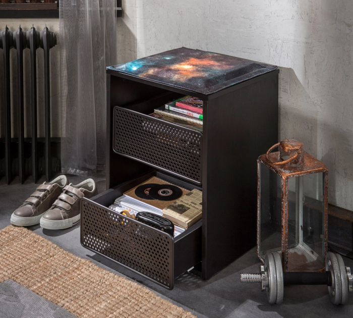 Taburet cu spatiu de depozitare pentru camera adolescenti, Colectia Dark Metal [2]