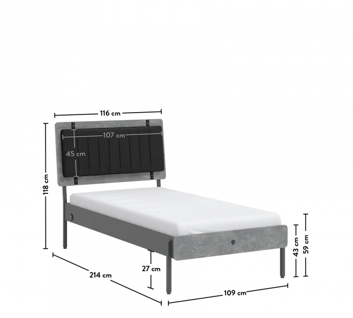 Pat 100x200 cm pentru camera adolescentilor Colectia Space Gray [8]