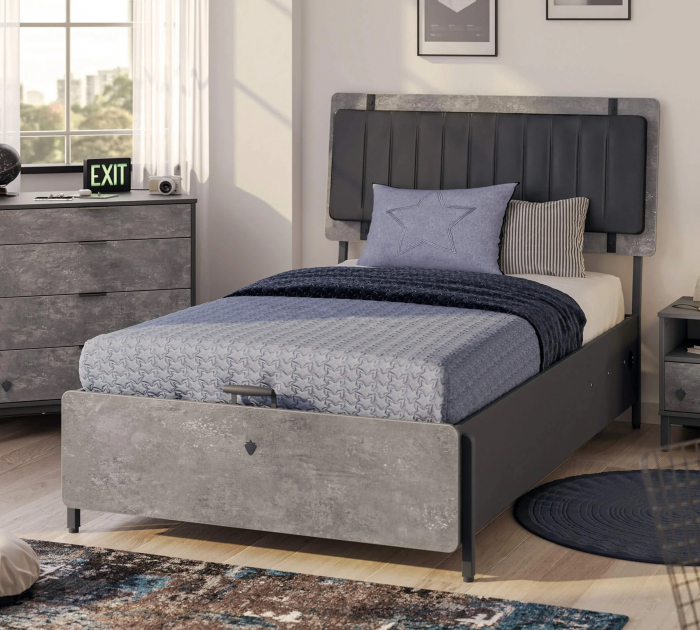 Pat 100x200  cu spatiu depozitare, pentru copii Colectia Space Gray [2]