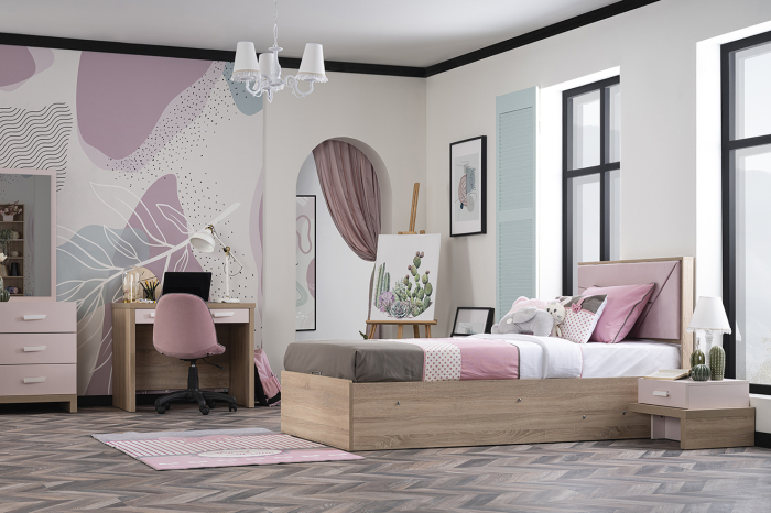 Pat 120x200 cm cu ladă de depozitare pentru camera copiilor – colecția Angel City [9]