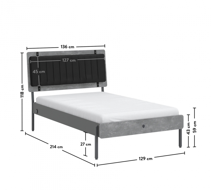 Pat 120x200 cm pentru camera adolescentilor Colectia Space Gray [7]