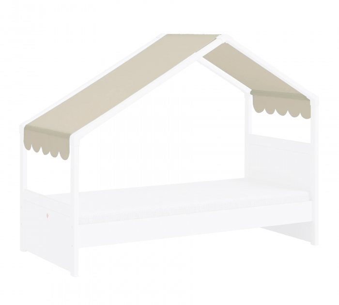 Pat 90x200 cm, cu copertina crem, pentru camera copil, Colectia Montes White [3]