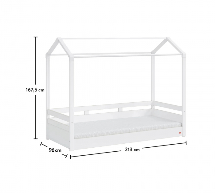 Pat 90x200 cm, cu acoperis crem, pentru camera copil, Colectia Montes White [5]