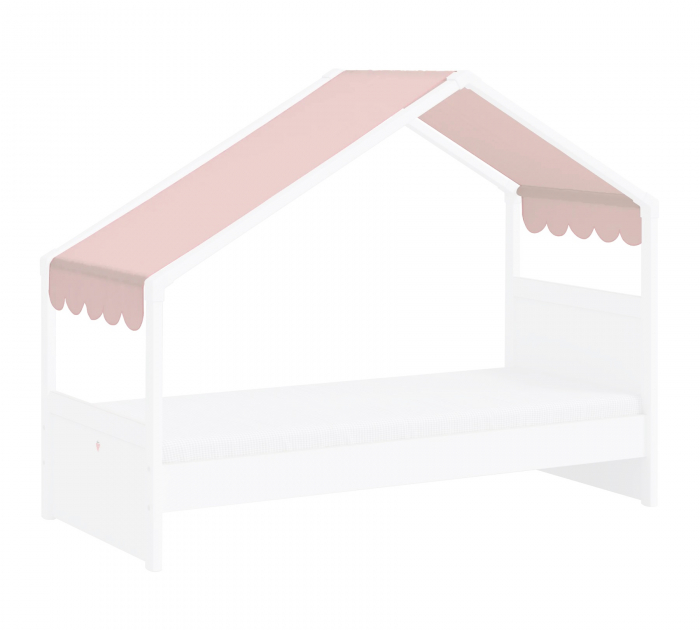 Pat 90x200 cm, cu copertina roz, pentru camera copil, Colectia Montes White [3]
