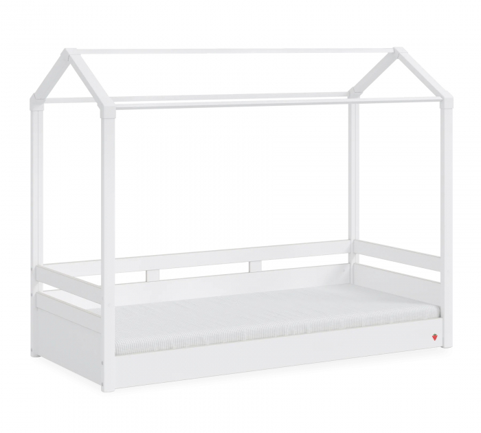 Pat 90x200 cm, cu acoperis crem, pentru camera copil, Colectia Montes White [2]