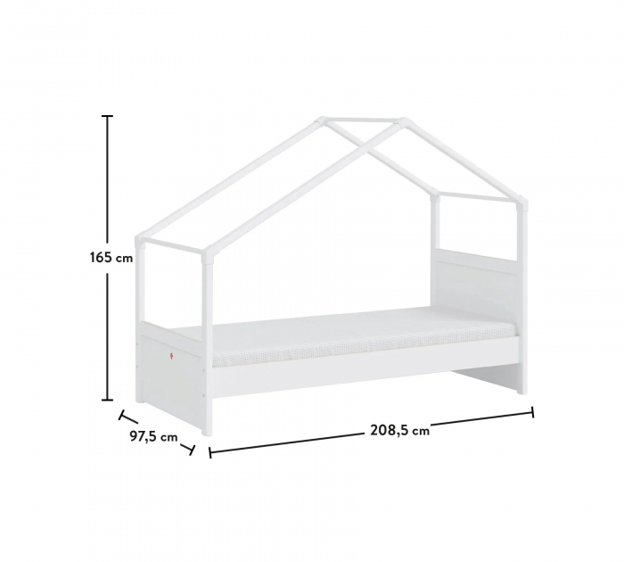 Pat 90x200 cm, cu copertina crem, pentru camera copil, Colectia Montes White [5]