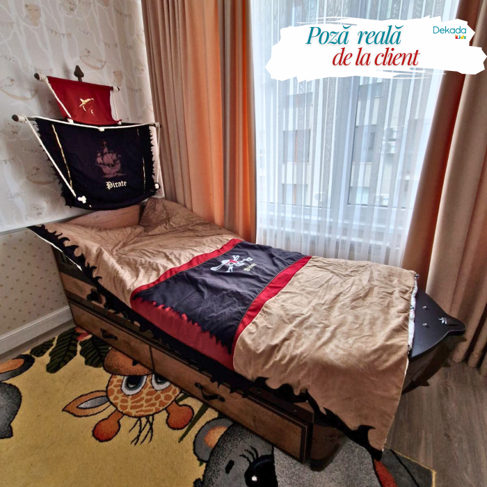 Pat corabie pirati, pentru camera copii Colectia Pirate 90x190 cm [6]