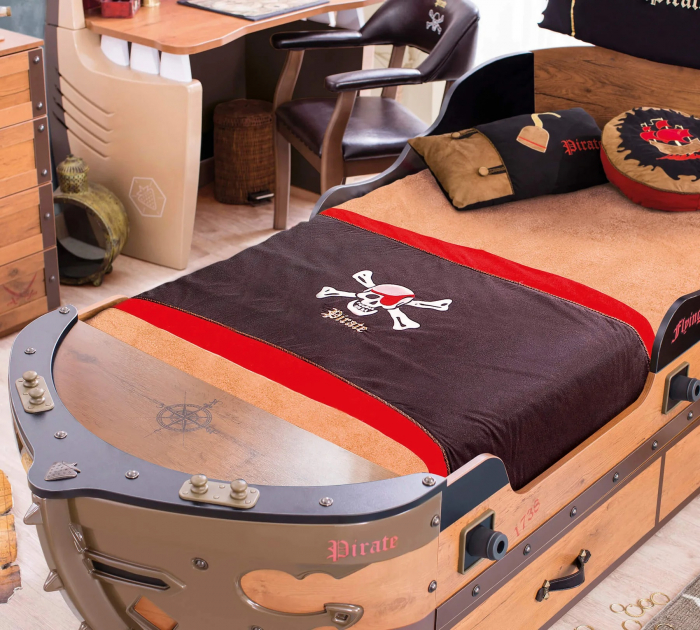 Pat corabie pirati, pentru camera copii Colectia Pirate 90x190 cm [4]