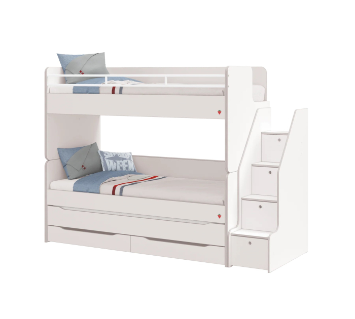 Pat etajat pentru copii Studio White, cu spațiu de depozitare – saltea 90x200 cm [3]