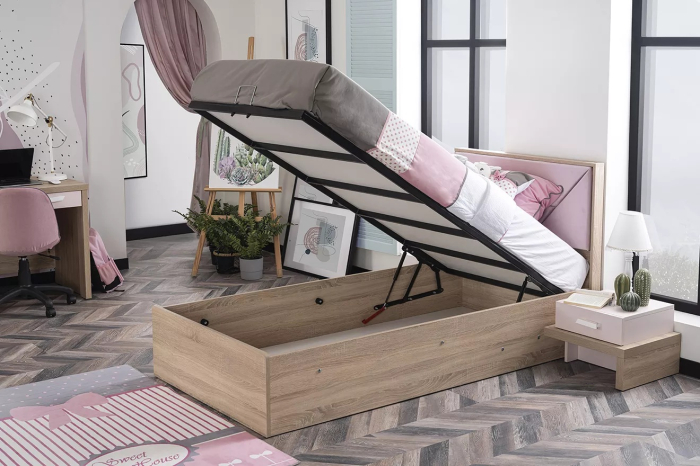 Pat cu spatiu de depozitare 100x200 cm pentru camera fetelor, Colectia Angel City [6]